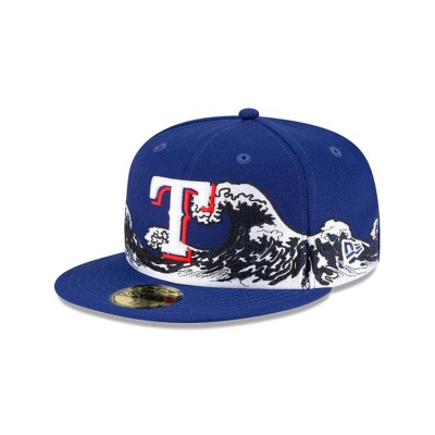 Blue Texas Rangers Hat - New Era MLB Wave 59FIFTY Fitted Caps USA3026487